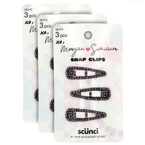 Scunci Morgan Simianer XO Small Rhinestone Hair Snap Clips - 9 Count Total NEW